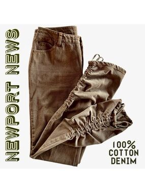 Newport News Taupe Brown Ruched Tapered Leg Denim Jeans (10)